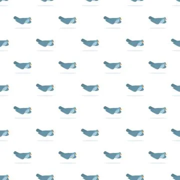 Blue pigeons flying in a seamless pattern design Stock Illustration