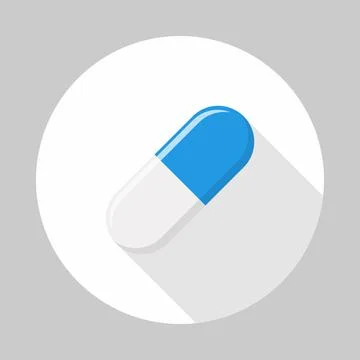 Blue Pill Capsule, Medicine, vector mark symbols green style. Isolated icon. Stock Illustration
