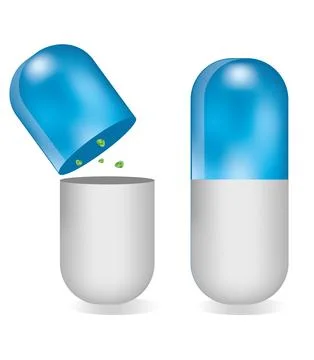 Blue Pill flat icon isolated on white background. Stock Illustration