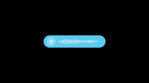 Blue pill voice message bubble with circular pause button and dual dynamic sound 스톡 동영상 345898765