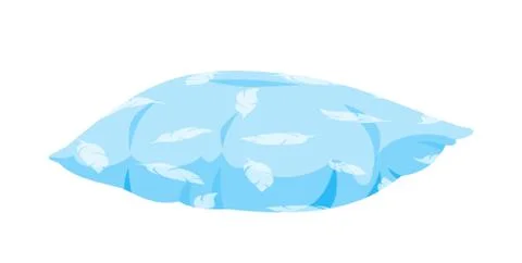 Blue pillow with feathers pattern cartoon vector Stock Illustration