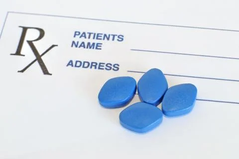 Blue pills for erectile dysfunction treatment Stock Photos
