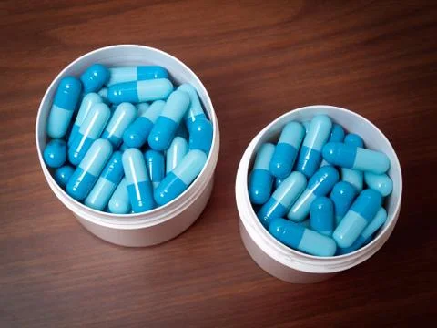 Blue pills Stock Photos