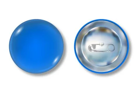 Blue pin button front and back side Stock Illustration