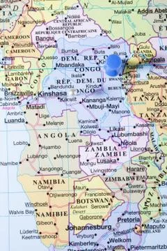 Blue pin on  a map Foto stock