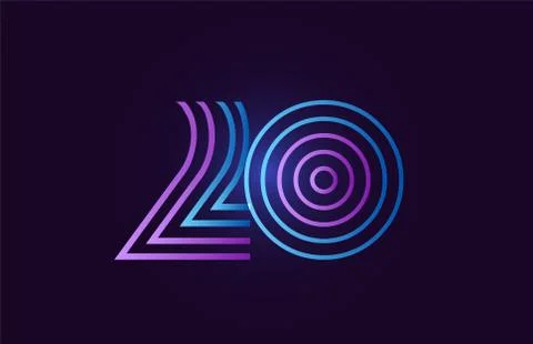 Blue pink 20 gradient number logo icon design Stock Illustration