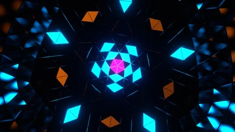Blue Pink and Orange Active Flashing Neon Geometric Background VJ Loop in 4K Stock Footage 306644915