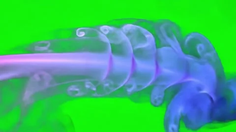 Blue pink and white gradient color smoke flying in pure clean green screen Stock Footage 317811600