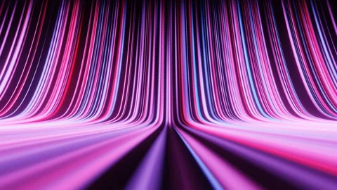 Blue, pink, bright dynamic curved light paths moving down. Seamless loop. Stock Footage 240954355