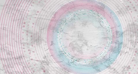 Blue pink concept linear and dotted circles abstract geometric grunge backgro Stock Illustration
