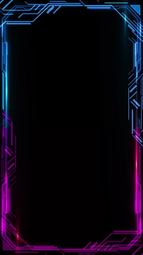 Blue pink futuristic tech border glowing circuit edges, empty center space, angu Stock Footage 340398451
