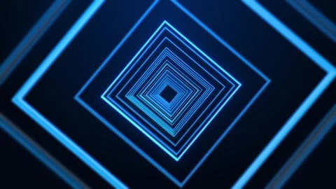 Blue pink geometric portal visual with repeating diamond frames, dark center, an Stock Footage 340555324