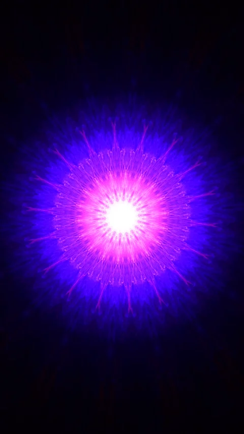 Blue pink glowing swirling pattern of curved waves and rays Stock Footage 341381419