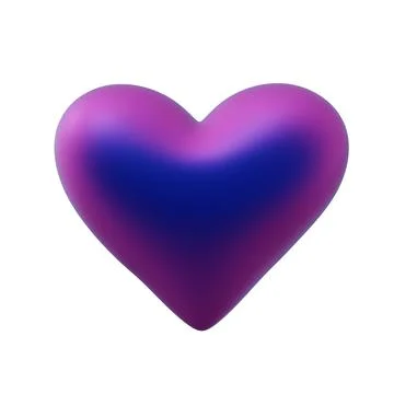 Blue Pink Gradient 3D Heart. Isolated On White Background. Realistic Render. Stockillustratie