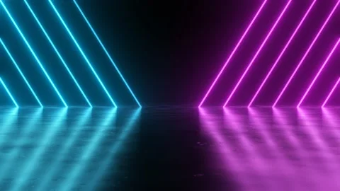 Blue Pink Neon Lines Diagonal Angle Stripes Glow Reflections Flicker Stock-Footage 162449175