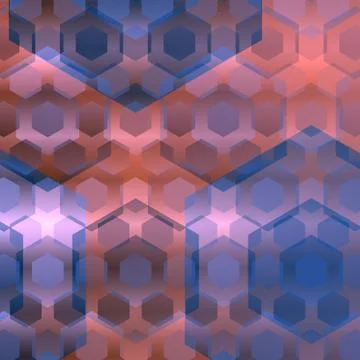 Blue pink overlapping hexagons. Abstract background. Modern illustration. Stock Illustration