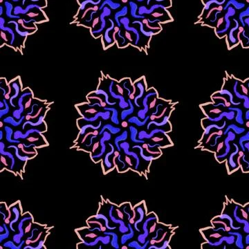 Blue, pink pattern, flower Stock Illustration