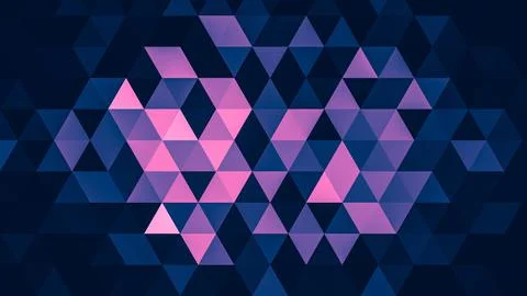 Blue pink polygonal pattern Abstract geometric background Triangular mosaic,  Stock Illustration