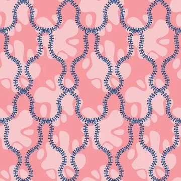 Blue pink seaweed seamless pattern, cute floral wallpaper イラスト素材