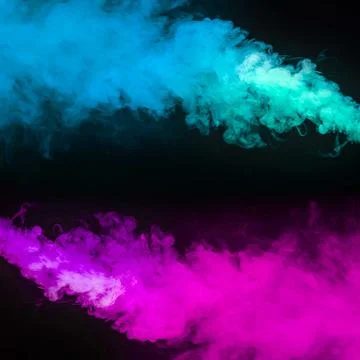 Blue pink smoke effect black background Stock Illustration