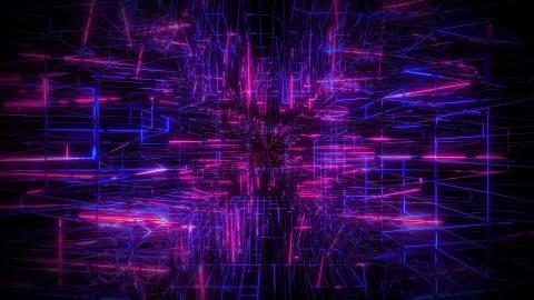 Blue pink wireframe visual design background 3d rendering Illustrazione stock