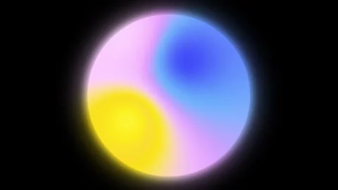 Blue Pink Yellow Gradient Orb Abstract Motion Background 4K Seamless 30s Loop Stock Footage 320085997