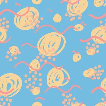 Blue, pink, yellow repeating pattern. Seamless texture. Abstract ornament with イラスト素材