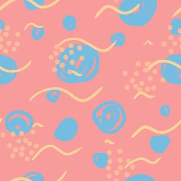 Blue, pink, yellow repeating pattern. Seamless texture. Abstract ornament with Stock Illustration