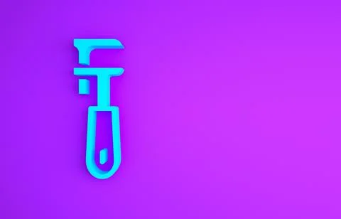 Blue Pipe adjustable wrench icon isolated on purple background. Minimalism co Illustrazione stock