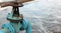 Blue pipeline with oxygen supply in water treatment factory HD Footage
