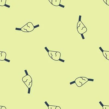 Blue Pirate eye patch icon isolated seamless pattern on yellow background. .. イラスト素材