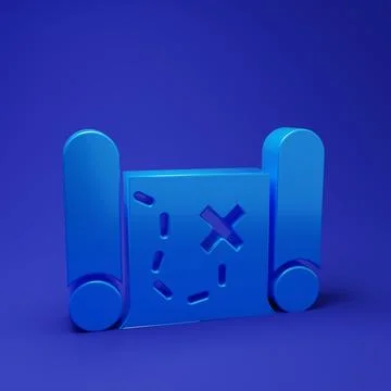 Blue Pirate treasure map icon isolated on blue background. Minimalism conce.. Stock Illustration
