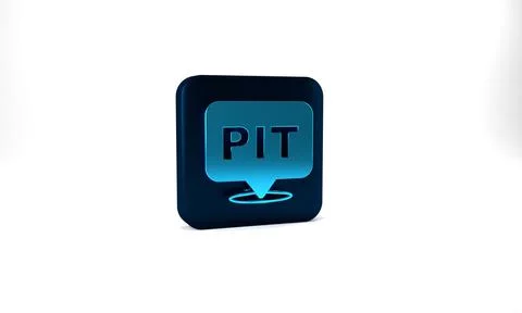 Blue Pit stop icon isolated on grey background. Blue square button. 3d Stock Illustration