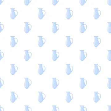 Blue pitchers repeating pattern on white background 库存插图