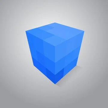 Blue pixel cube Stock Illustration