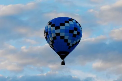 Blue Pixel Pattern Hot Air Balloon Flying Sky Stock Photos