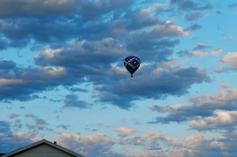 Blue Pixel Pattern Hot Air Balloon Flying Sky Stock Photos