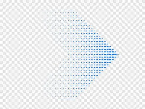 Blue pixelated arrow on transparent background, pointing right Illustrazione stock