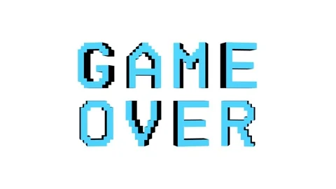Blue pixelated GAME OVER text, 3D rendering animation - overlay Video stock 312324122