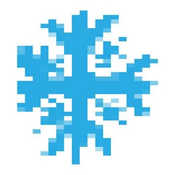Blue pixelated snowflake with white background, New Year concept Stock Illustration