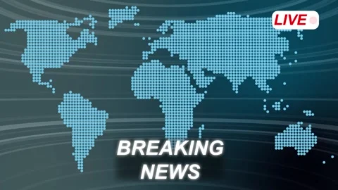 Blue Pixelated World Map with Breaking News Text and Live Indicator on a Bl.. Stock Footage 332061571