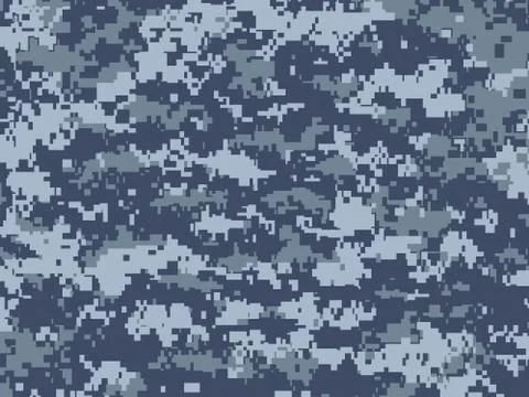 Blue pixels camouflage Stock Illustration