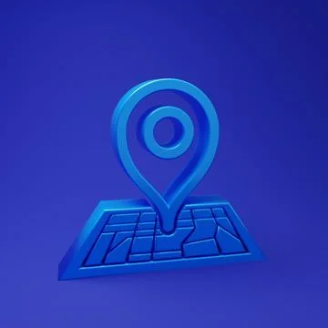 Blue Placeholder on map paper in perspective icon isolated on blue backgrou.. Stock Illustration
