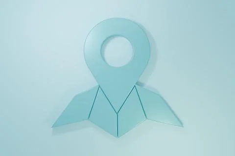 Blue Placeholder on map paper in perspective icon isolated on blue backgrou.. Stock Illustration