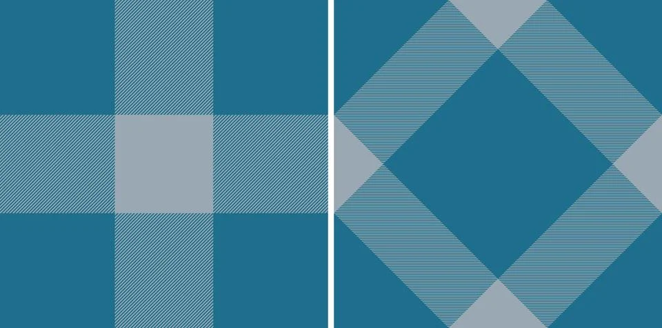 Blue plaid pattern duo. Classic checkered design for textile, apparel, and ba Stock Illustration