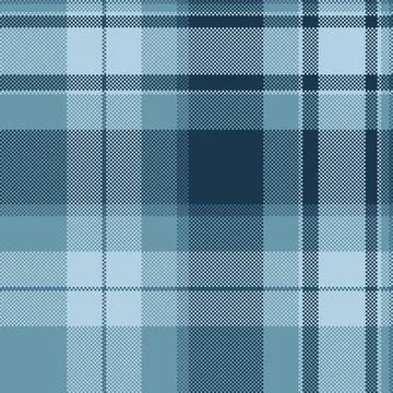 Blue plaid pixel pattern. A seamless digital design, useful for background, f Stock Illustration