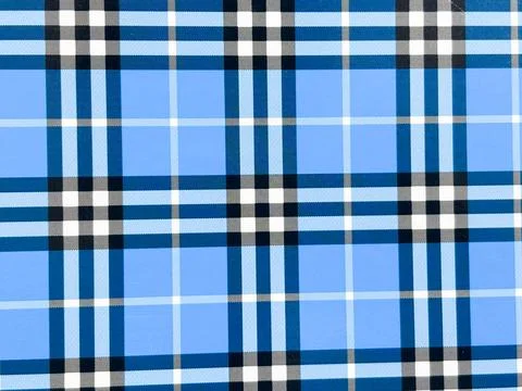 Blue Plaid Tartan Seamless Pattern Background with White and Black Lines Illustrazione stock
