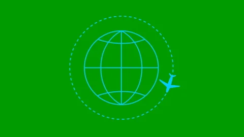 Blue plane around green Stock Footage 211754336