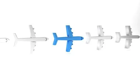 Blue Plane icon isolated on white background. Flying airplane icon. Airline.. Stock Illustration