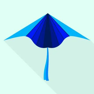 Blue plane kite icon, flat style Ilustración de archivo